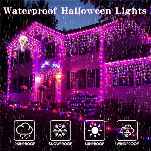 Halloween Icicle Lights Outdoor, 512 LED 46.5 FT 8 Lighting Modes - Picture 3 of 7
